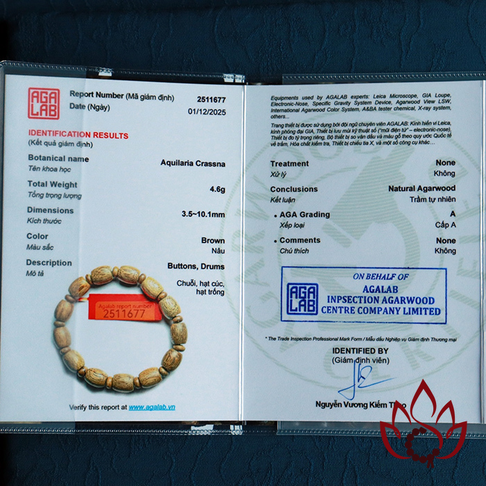 Vòng Trầm Hương Lu Trúc | 8 Ly | Trầm Tốc Kiến Tự Nhiên Lâu Năm